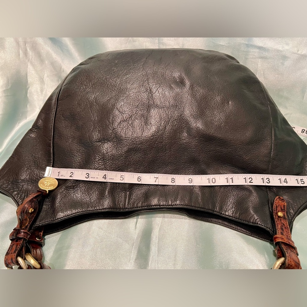 Brahmin - Vintage Croc Black Leather W/Brown straps Large Hobo/Tote Bag - Picture 8 of 16